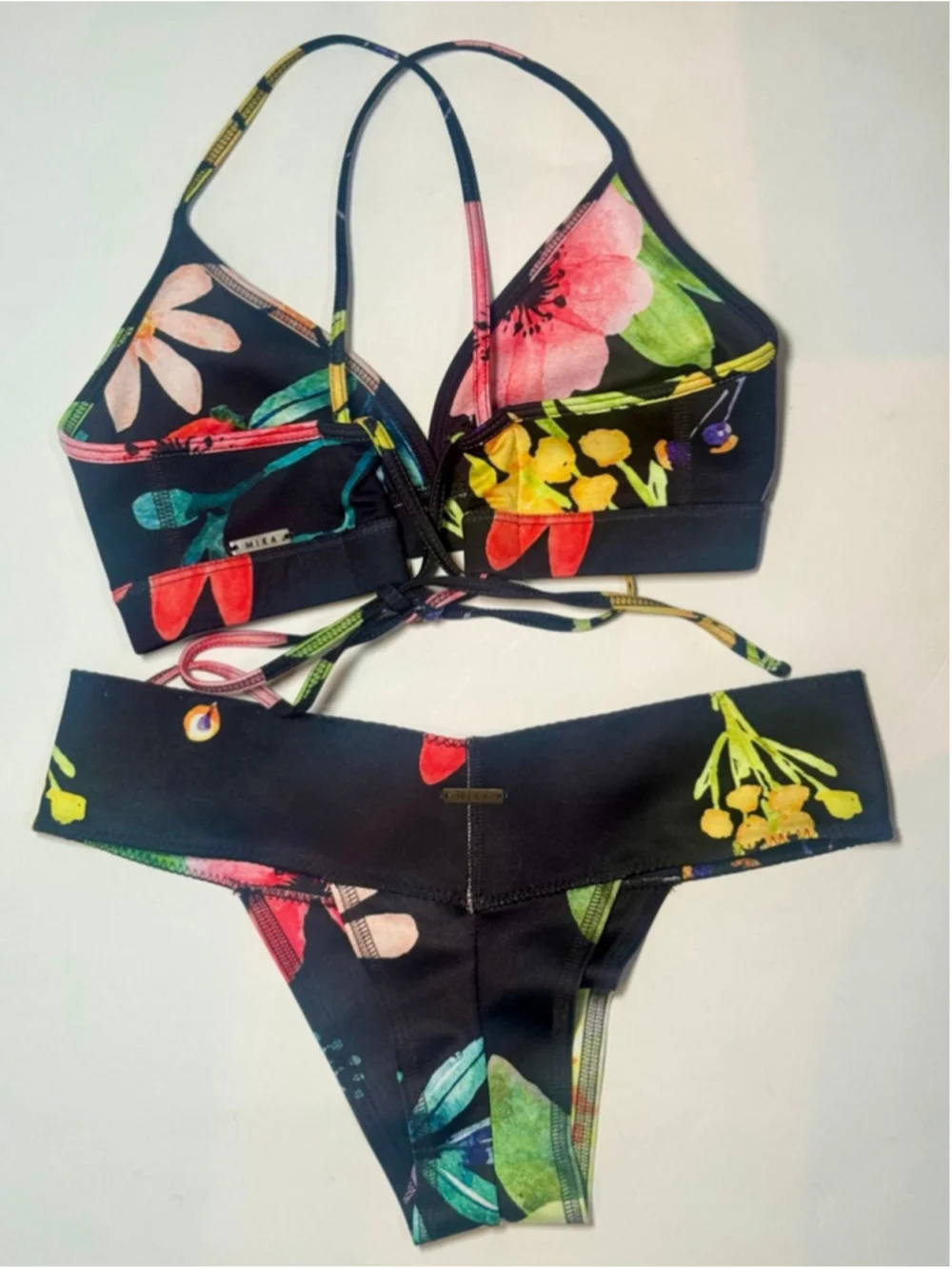 Mika Floral Bikini Bundle 2 Sets S/M Reversible Tie Back Swimwear Yoga Dance